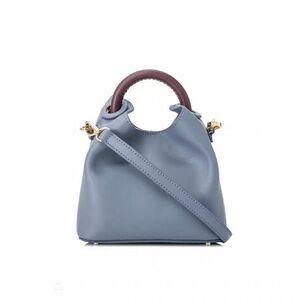 Elleme Sleek Blue Leather Top-Handle Purse